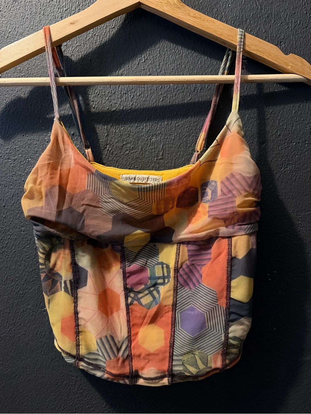 Urban Outfitters Multicolor Hex Print Spaghetti-Strap Crop Top
